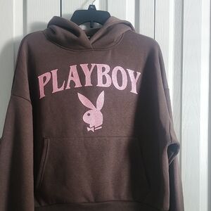 PLAYBOY Chocolate Hoodie with Pink Emblem Sparklew